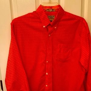LL Bean‎ Mens Large - Tall Long Sleeve Traditional Fit Orange Check Shirt